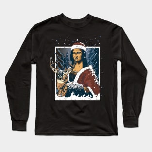 Mona Lisa Santa Christmas Long Sleeve T-Shirt